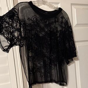 Sheer Black Floral Lace Women’s Top